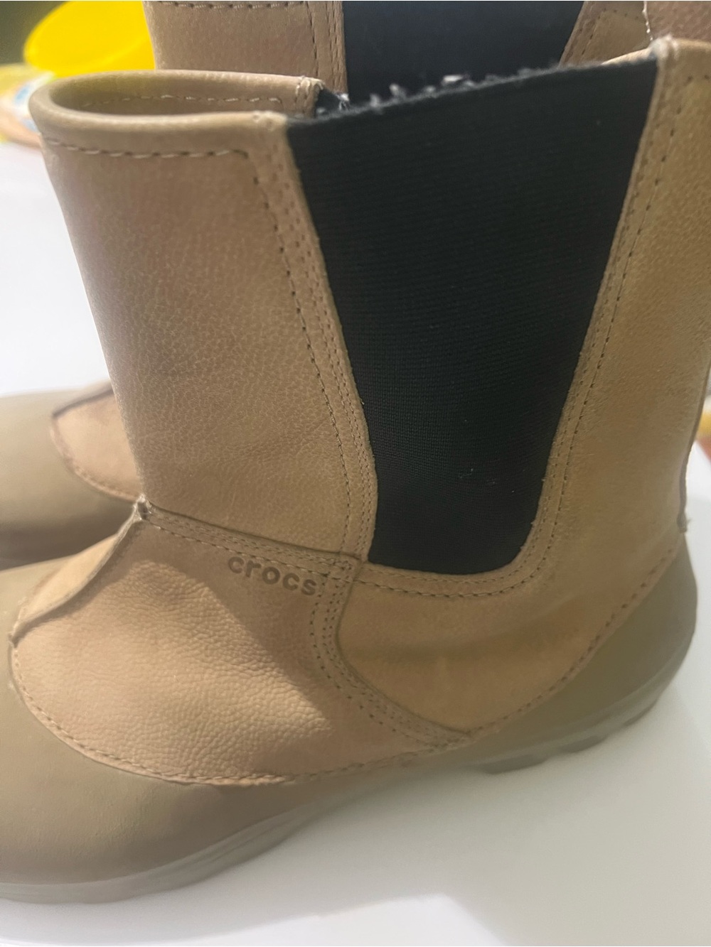 CROCS Tan and Black Chelsea-Style Boot